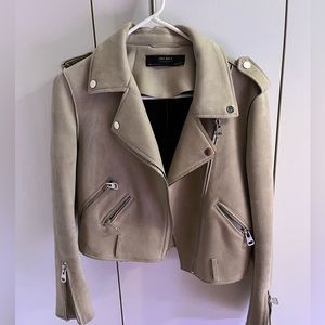 Faux suede cropped moto jacket from Zara